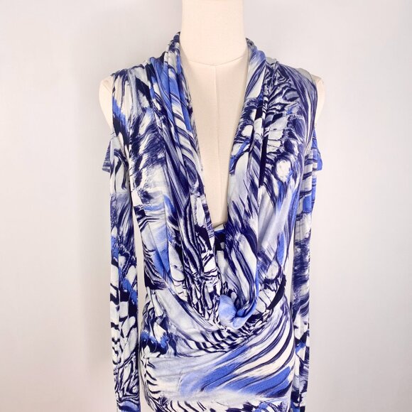 Jean Paul Gaultier - Blue Psychedelic Marble Cowl Neck Dress - Picture 12 of 16